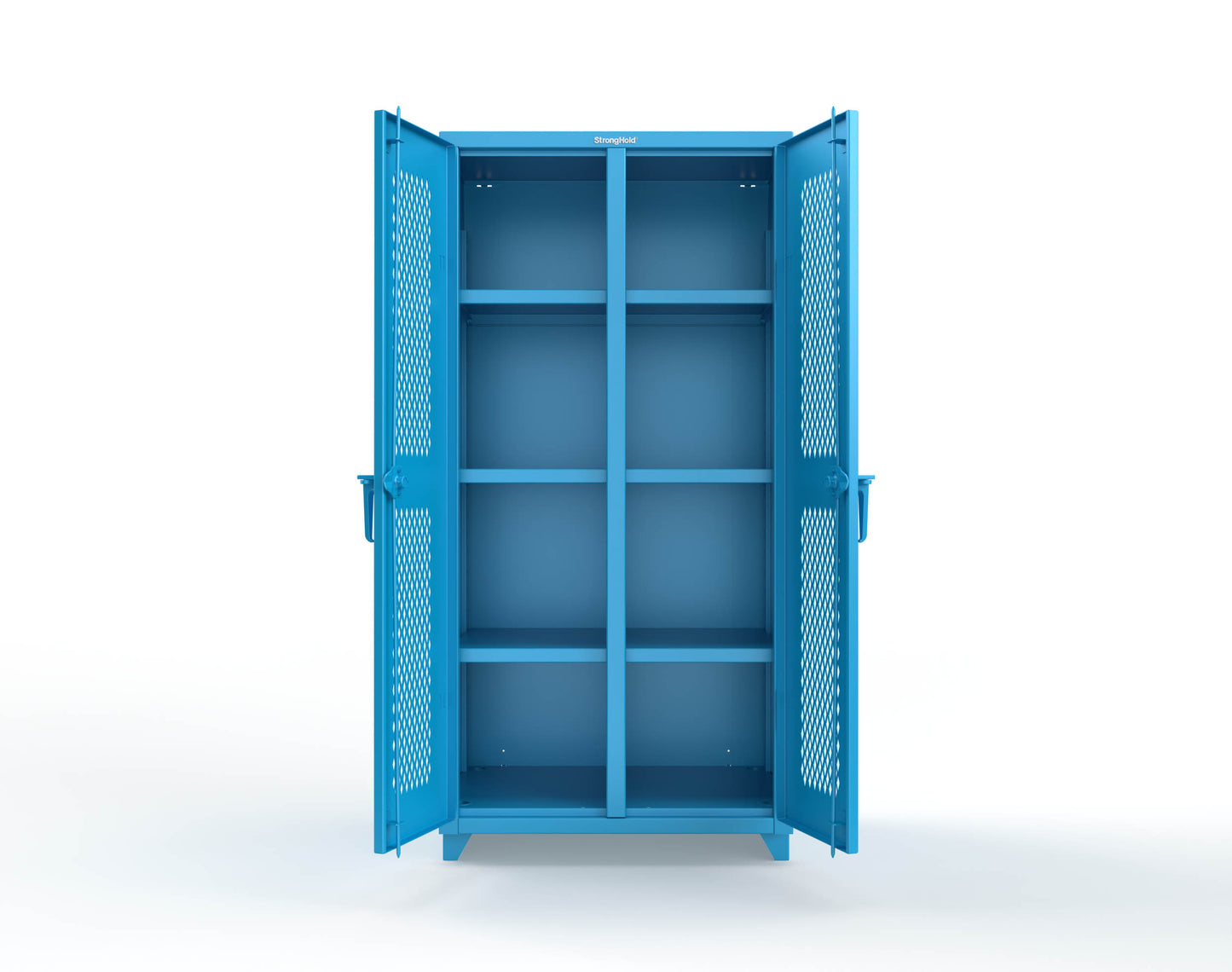 Extra Heavy Duty 14 GA Double Shift Ventilated (Diamond) Cabinet with 6 Shelves - 36 In. W x 24 In. D x 75 In. H - 36-DS-V-246-L-5012