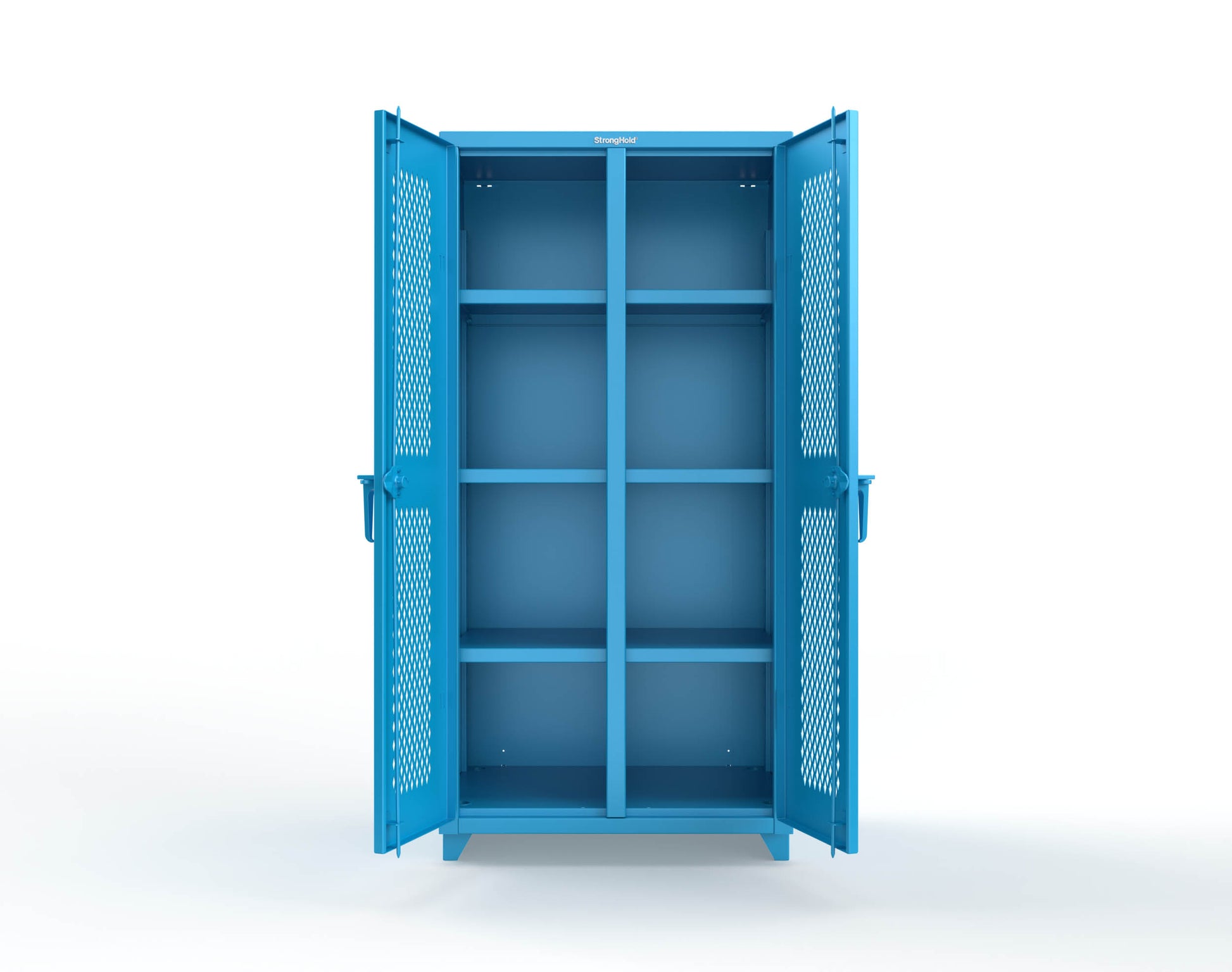 Extra Heavy Duty 14 GA Double Shift Ventilated (Diamond) Cabinet with 6 Shelves - 36 In. W x 24 In. D x 75 In. H - 36-DS-V-246-L-5012