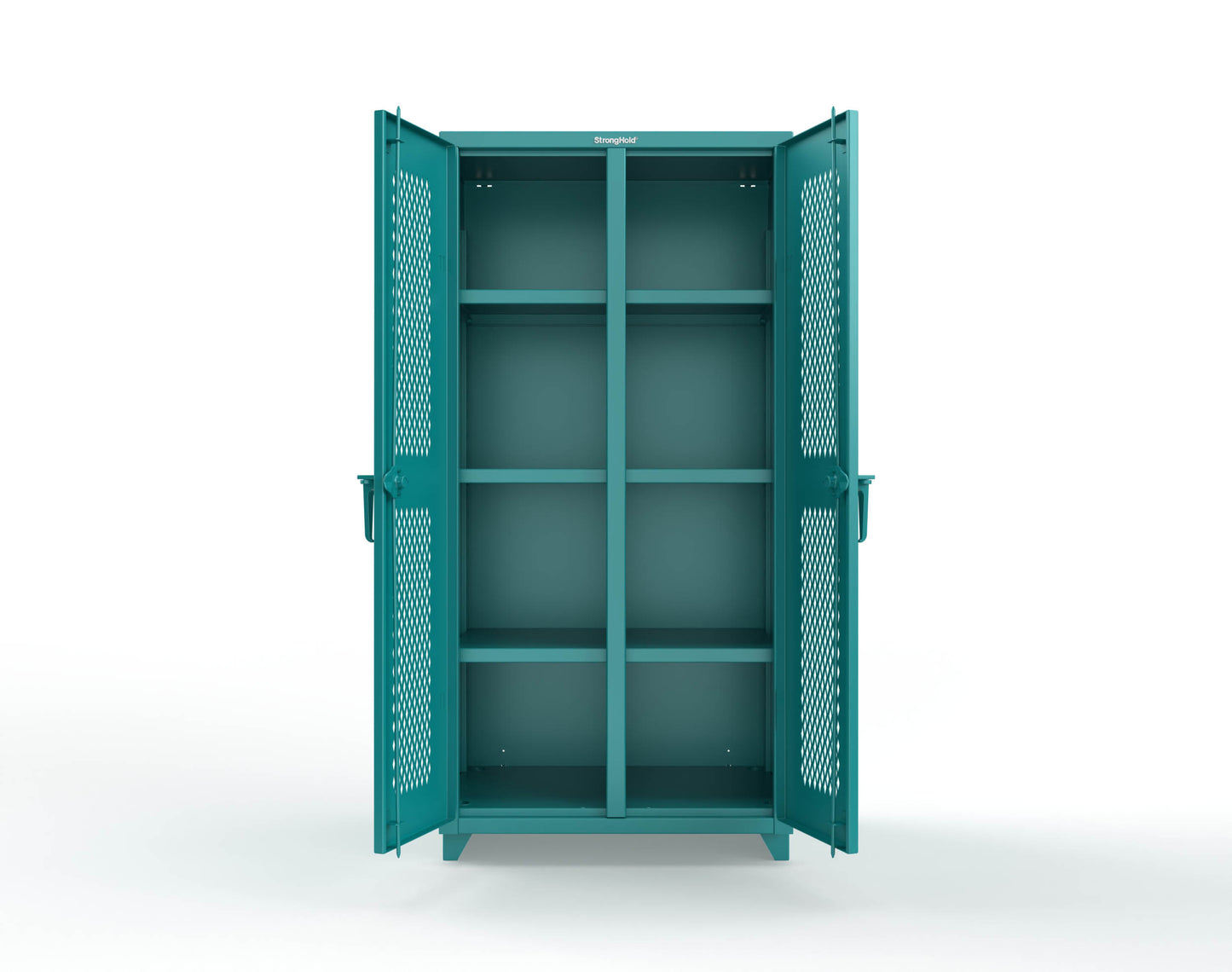 Extra Heavy Duty 14 GA Double Shift Ventilated (Diamond) Cabinet with 6 Shelves - 36 In. W x 24 In. D x 75 In. H - 36-DS-V-246-L-5021