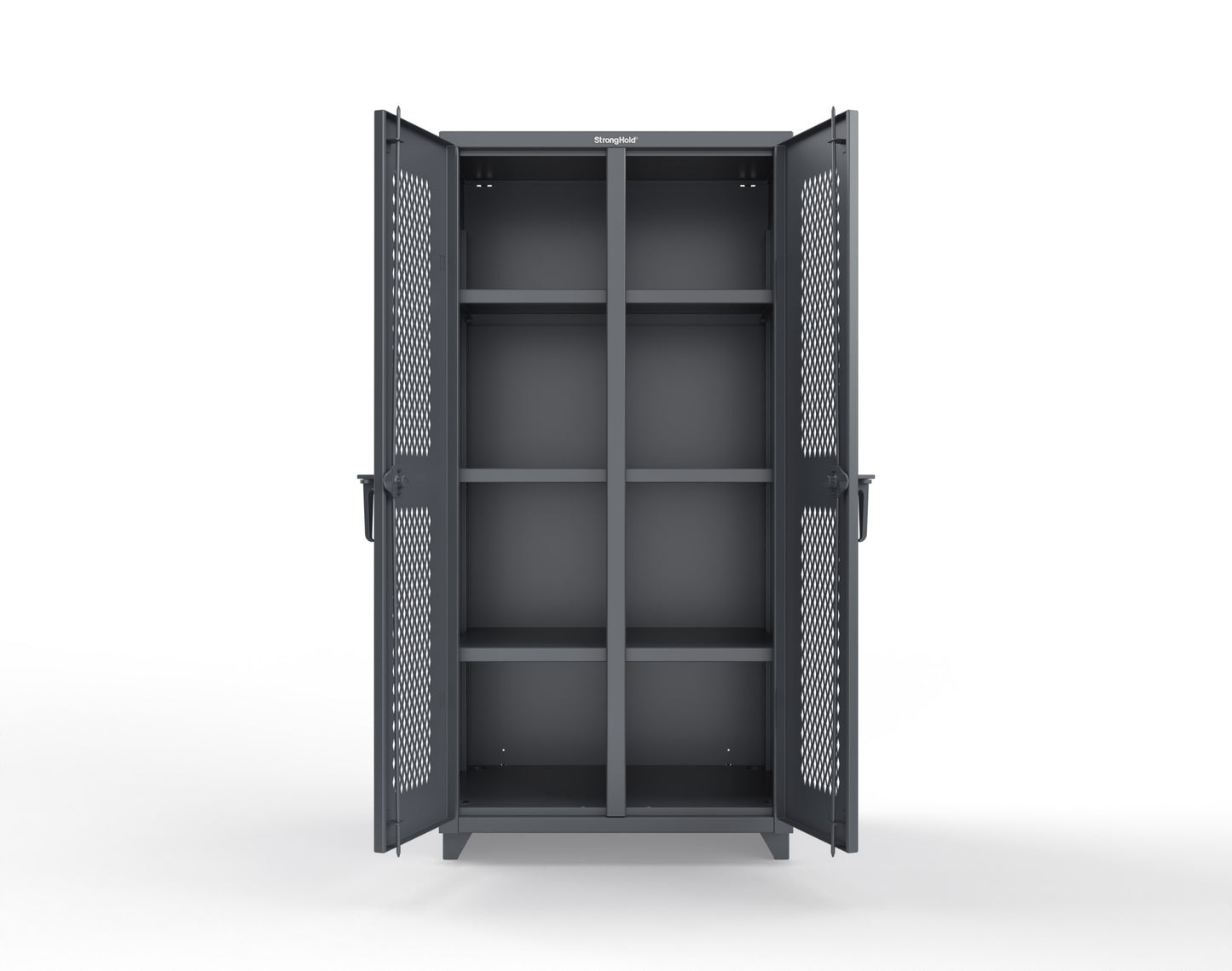 Extra Heavy Duty 14 GA Double Shift Ventilated (Diamond) Cabinet with 6 Shelves - 36 In. W x 24 In. D x 75 In. H - 36-DS-V-246-L-7024