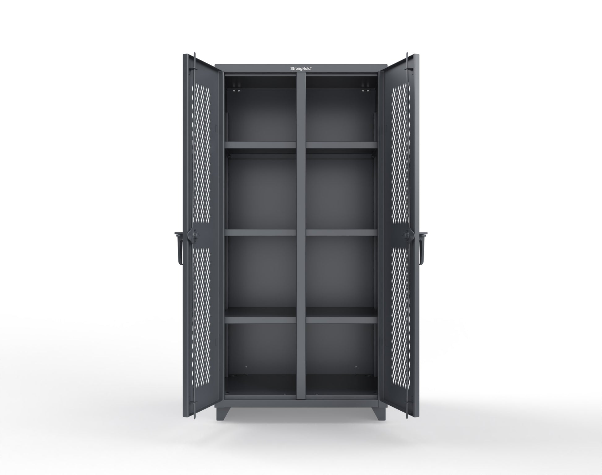 Extra Heavy Duty 14 GA Double Shift Ventilated (Diamond) Cabinet with 6 Shelves - 36 In. W x 24 In. D x 75 In. H - 36-DS-V-246-L-7024