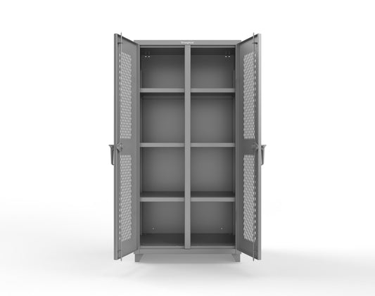 Extra Heavy Duty 14 GA Double Shift Ventilated (Diamond) Cabinet with 6 Shelves - 36 In. W x 24 In. D x 75 In. H - 36-DS-V-246-L-7037