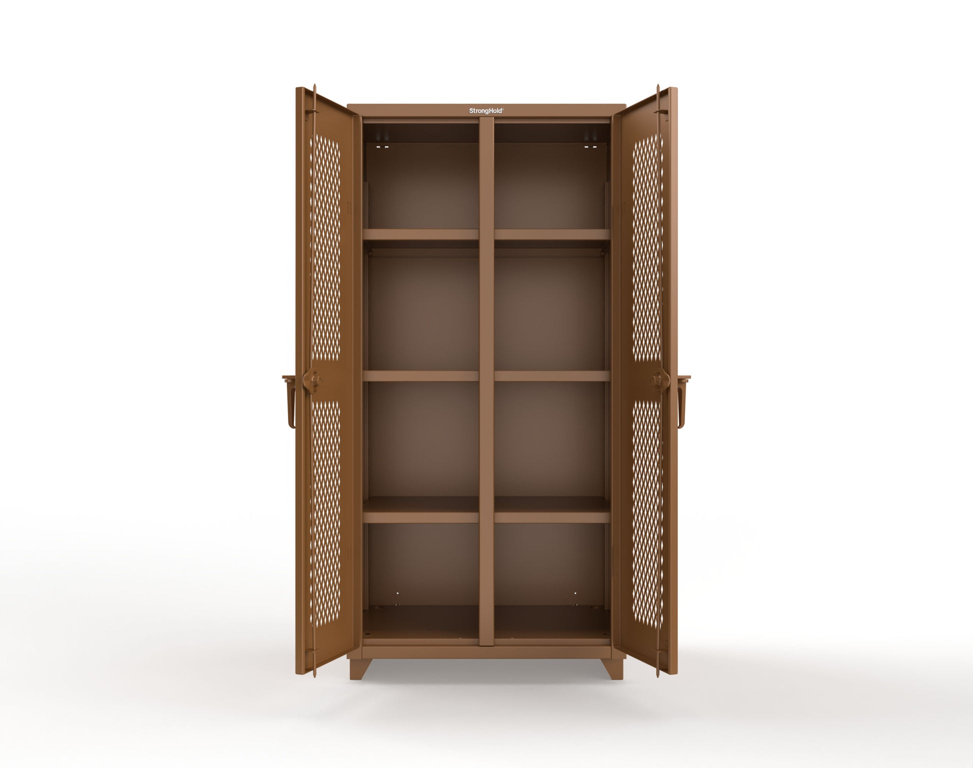 Extra Heavy Duty 14 GA Double Shift Ventilated (Diamond) Cabinet with 6 Shelves - 36 In. W x 24 In. D x 75 In. H - 36-DS-V-246-L-8008