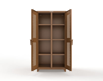 Extra Heavy Duty 14 GA Double Shift Ventilated (Diamond) Cabinet with 6 Shelves - 36 In. W x 24 In. D x 75 In. H - 36-DS-V-246-L-8008