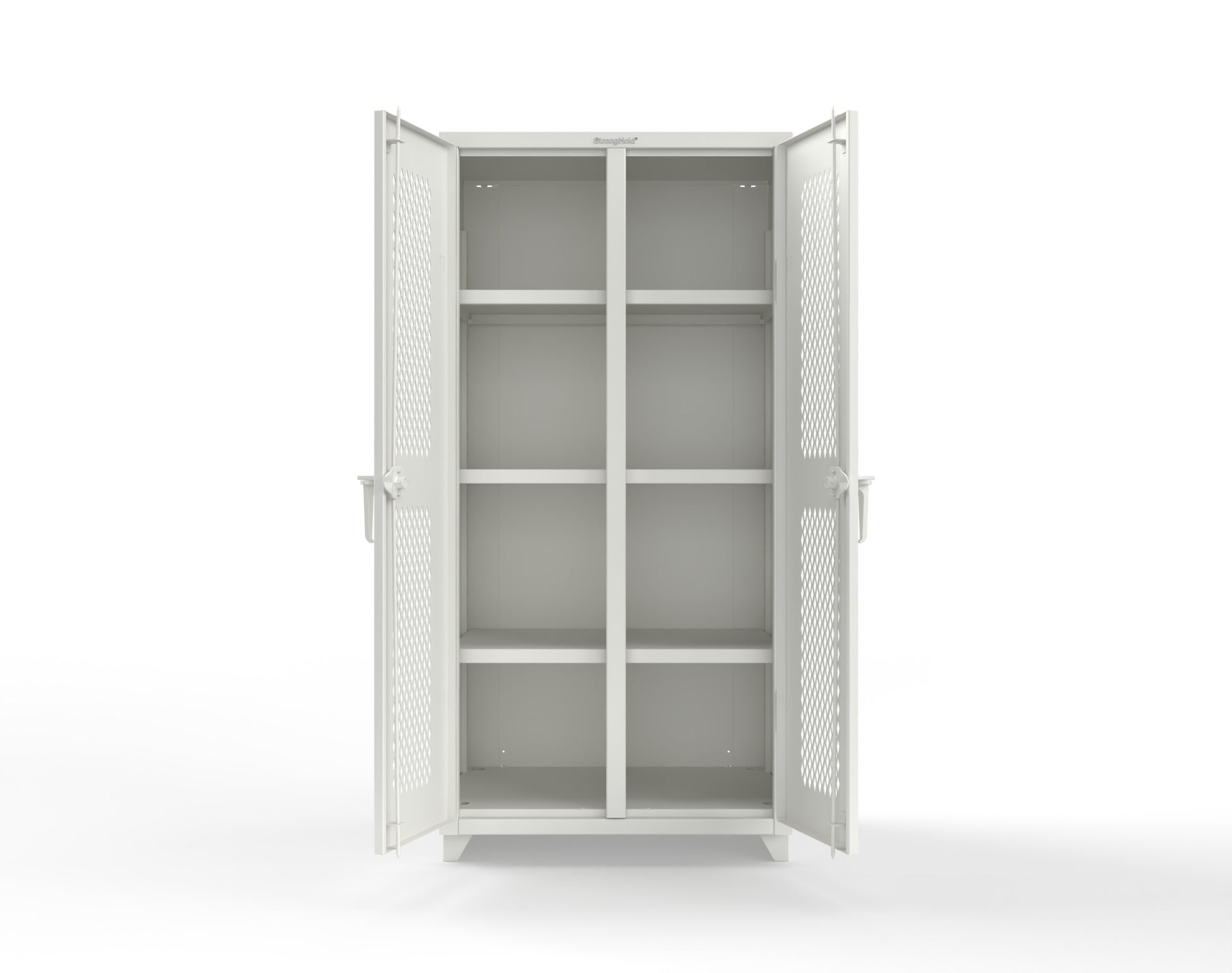 Extra Heavy Duty 14 GA Double Shift Ventilated (Diamond) Cabinet with 6 Shelves - 36 In. W x 24 In. D x 75 In. H - 36-DS-V-246-L-9003
