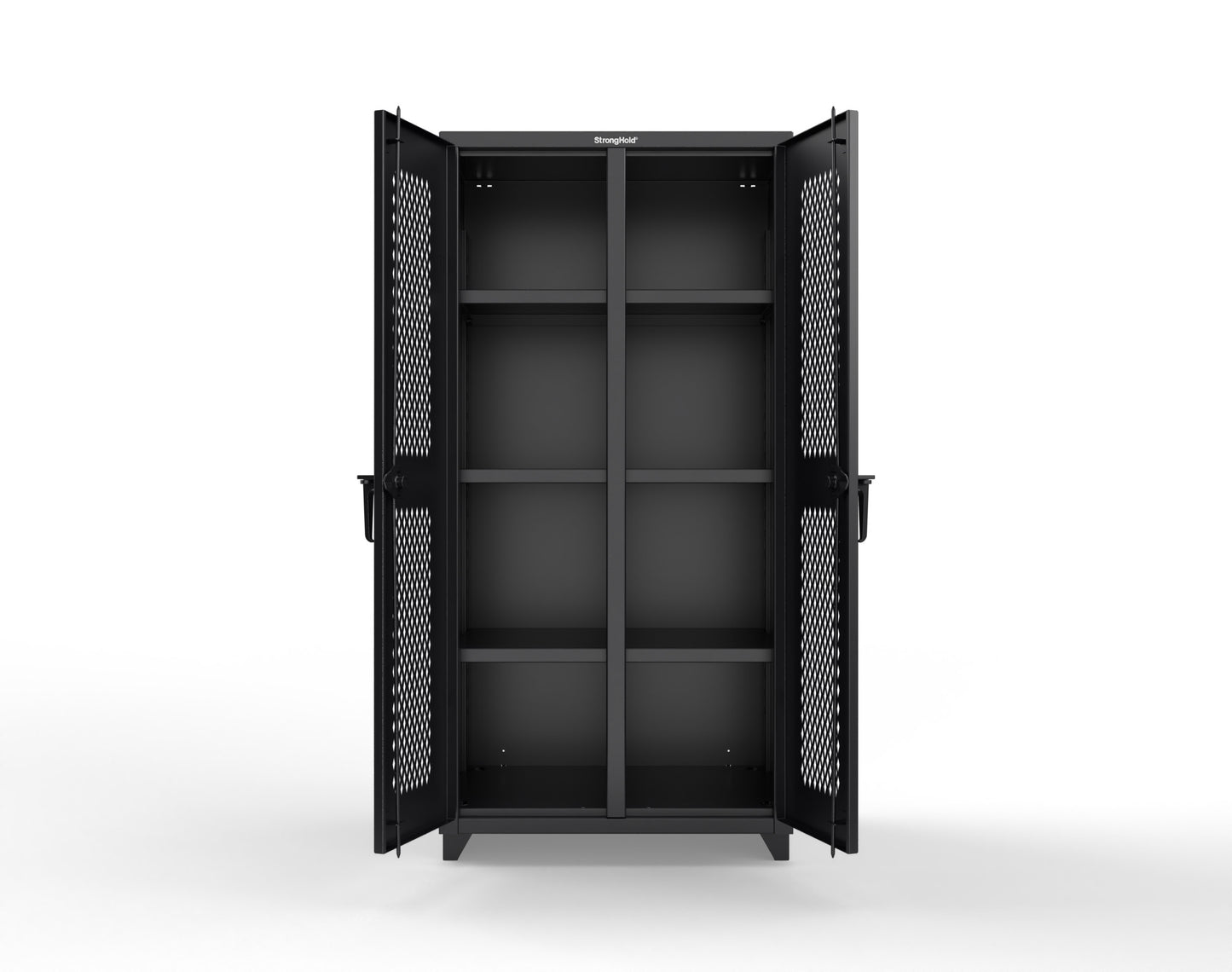 Extra Heavy Duty 14 GA Double Shift Ventilated (Diamond) Cabinet with 6 Shelves - 36 In. W x 24 In. D x 75 In. H - 36-DS-V-246-L-9005