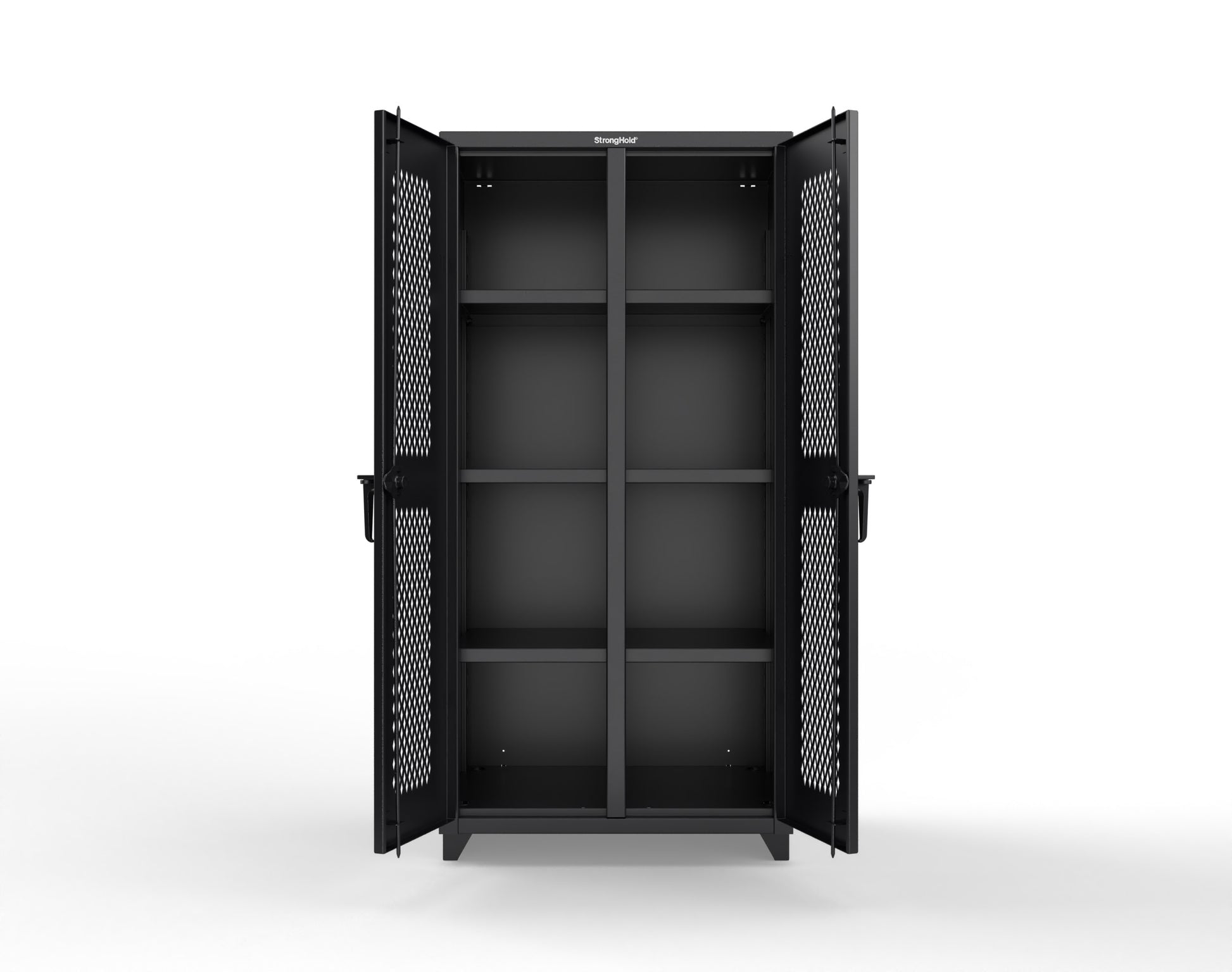 Extra Heavy Duty 14 GA Double Shift Ventilated (Diamond) Cabinet with 6 Shelves - 36 In. W x 24 In. D x 75 In. H - 36-DS-V-246-L-9005