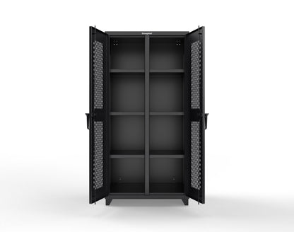 Extra Heavy Duty 14 GA Double Shift Ventilated (Diamond) Cabinet with 6 Shelves - 36 In. W x 24 In. D x 75 In. H - 36-DS-V-246-L-9005