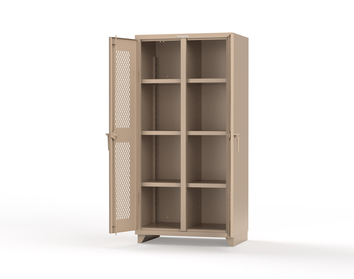 Extra Heavy Duty 14 GA Double Shift Ventilated (Diamond) Cabinet with 6 Shelves - 36 In. W x 24 In. D x 75 In. H - 36-DS-V-246-L-1019