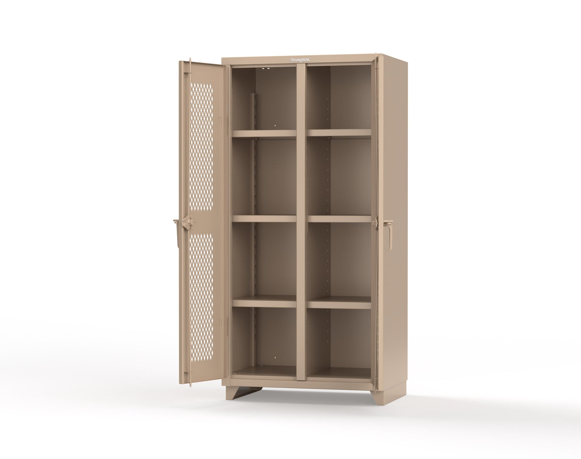 Extra Heavy Duty 14 GA Double Shift Ventilated (Diamond) Cabinet with 6 Shelves - 36 In. W x 24 In. D x 75 In. H - 36-DS-V-246-L-1019