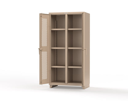 Extra Heavy Duty 14 GA Double Shift Ventilated (Diamond) Cabinet with 6 Shelves - 36 In. W x 24 In. D x 75 In. H - 36-DS-V-246-L-1019