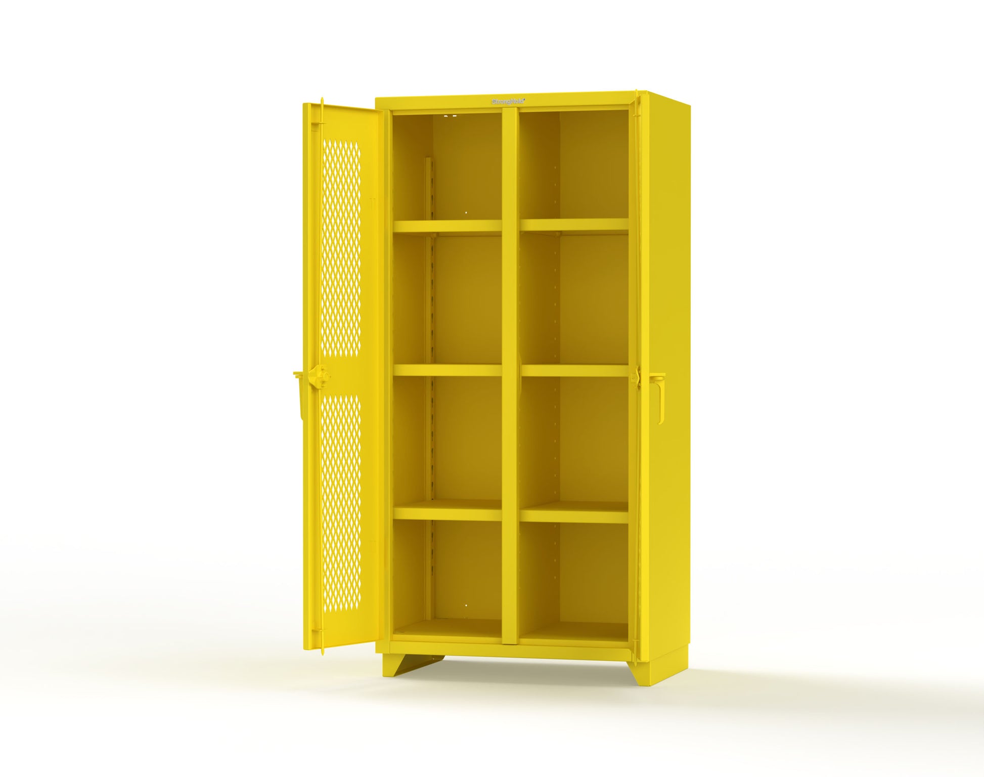 Extra Heavy Duty 14 GA Double Shift Ventilated (Diamond) Cabinet with 6 Shelves - 36 In. W x 24 In. D x 75 In. H - 36-DS-V-246-L-1021