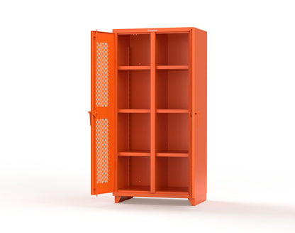 Extra Heavy Duty 14 GA Double Shift Ventilated (Diamond) Cabinet with 6 Shelves - 36 In. W x 24 In. D x 75 In. H - 36-DS-V-246-L-2009