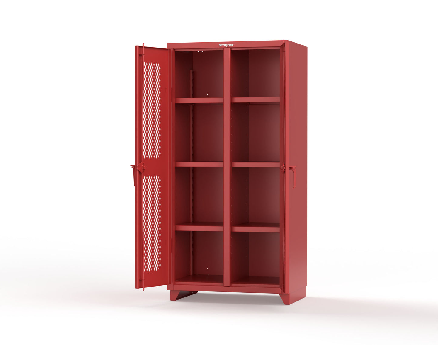 Extra Heavy Duty 14 GA Double Shift Ventilated (Diamond) Cabinet with 6 Shelves - 36 In. W x 24 In. D x 75 In. H - 36-DS-V-246-L-3001
