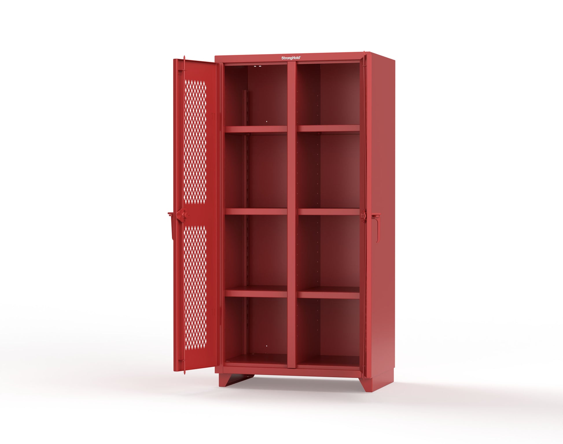 Extra Heavy Duty 14 GA Double Shift Ventilated (Diamond) Cabinet with 6 Shelves - 36 In. W x 24 In. D x 75 In. H - 36-DS-V-246-L-3001