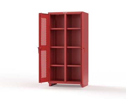 Extra Heavy Duty 14 GA Double Shift Ventilated (Diamond) Cabinet with 6 Shelves - 36 In. W x 24 In. D x 75 In. H - 36-DS-V-246-L-3001