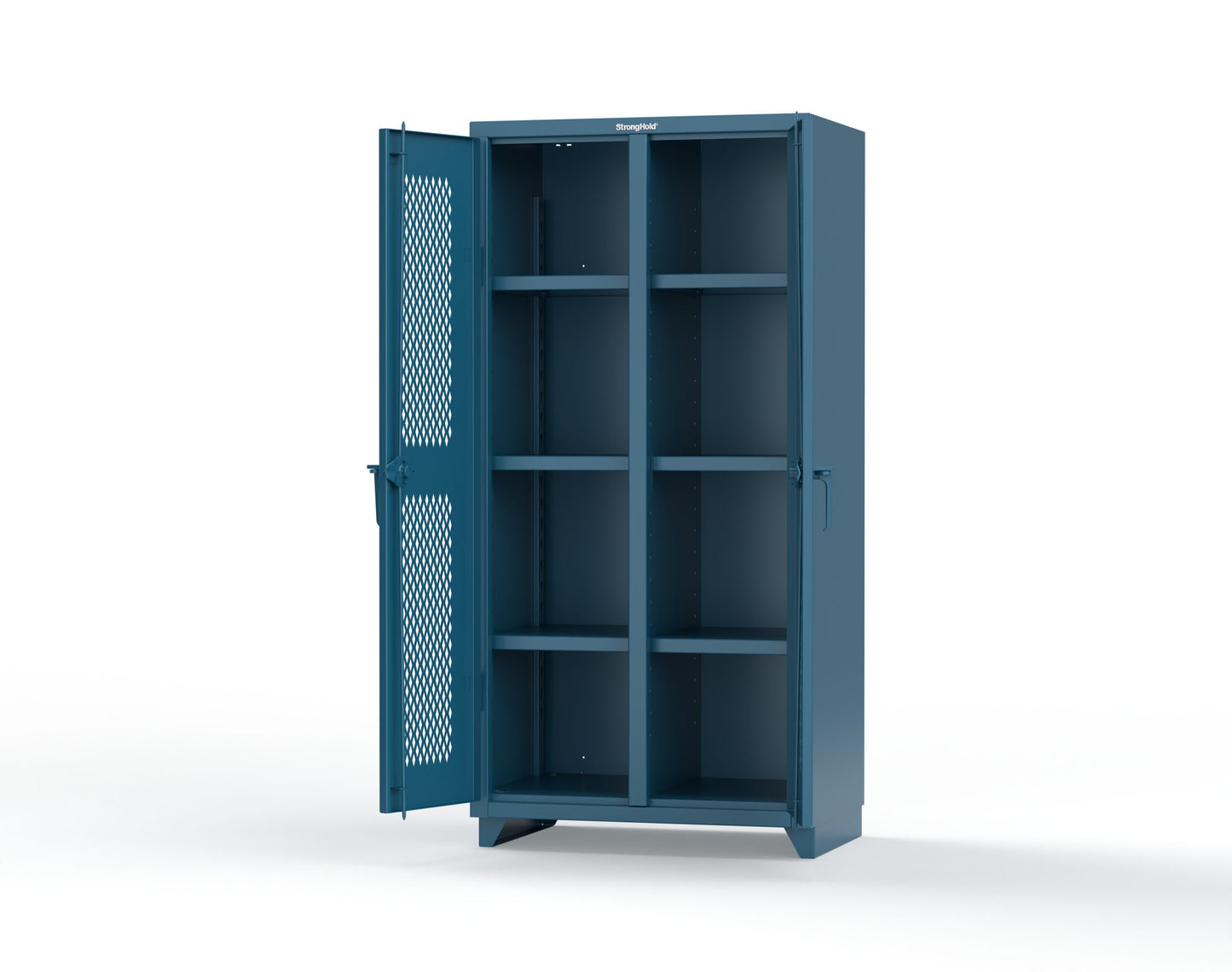 Extra Heavy Duty 14 GA Double Shift Ventilated (Diamond) Cabinet with 6 Shelves - 36 In. W x 24 In. D x 75 In. H - 36-DS-V-246-L-5001