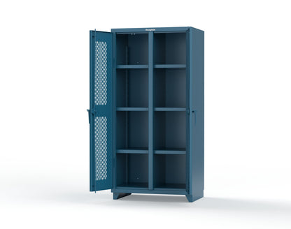 Extra Heavy Duty 14 GA Double Shift Ventilated (Diamond) Cabinet with 6 Shelves - 36 In. W x 24 In. D x 75 In. H - 36-DS-V-246-L-5001