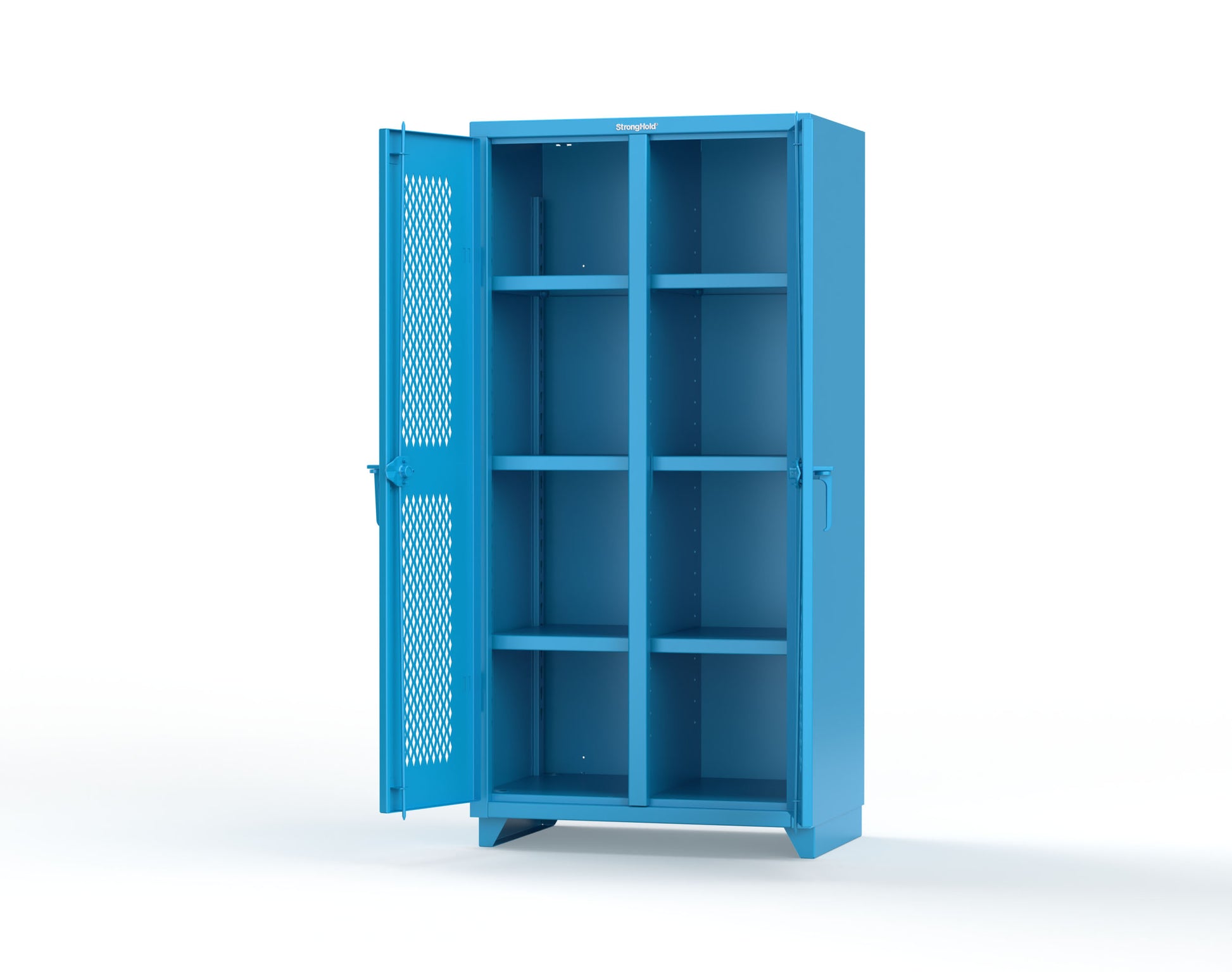 Extra Heavy Duty 14 GA Double Shift Ventilated (Diamond) Cabinet with 6 Shelves - 36 In. W x 24 In. D x 75 In. H - 36-DS-V-246-L-5012