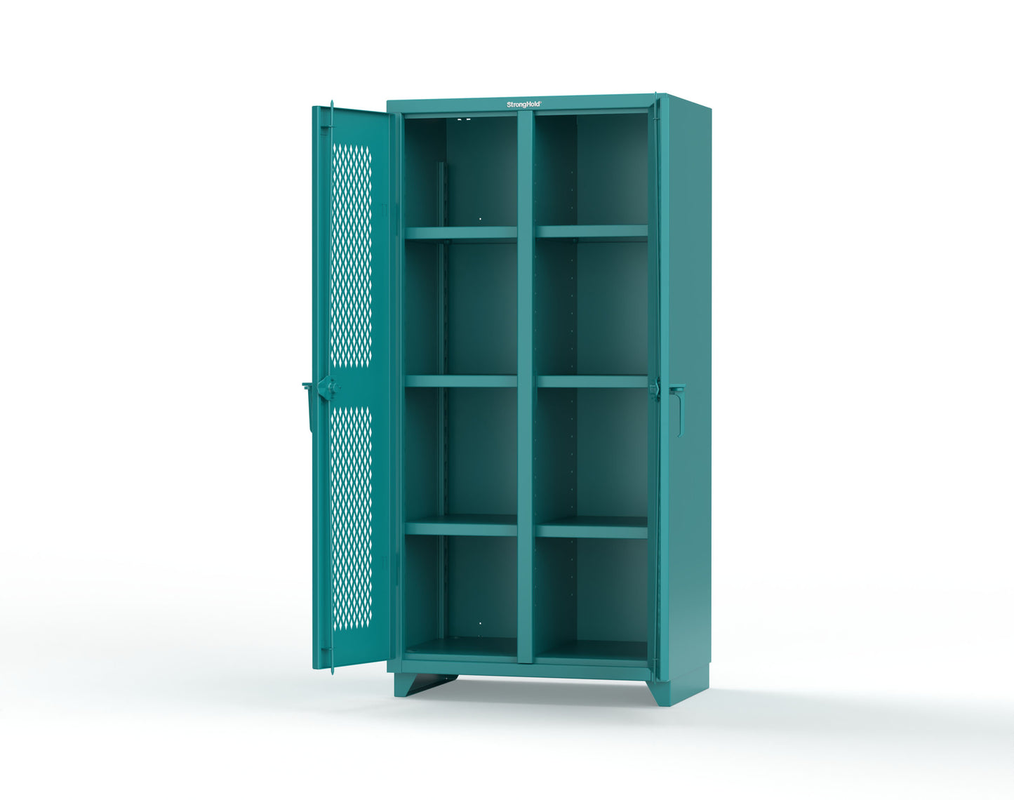 Extra Heavy Duty 14 GA Double Shift Ventilated (Diamond) Cabinet with 6 Shelves - 36 In. W x 24 In. D x 75 In. H - 36-DS-V-246-L-5021