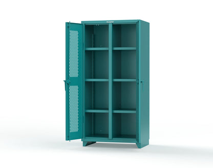 Extra Heavy Duty 14 GA Double Shift Ventilated (Diamond) Cabinet with 6 Shelves - 36 In. W x 24 In. D x 75 In. H - 36-DS-V-246-L-5021