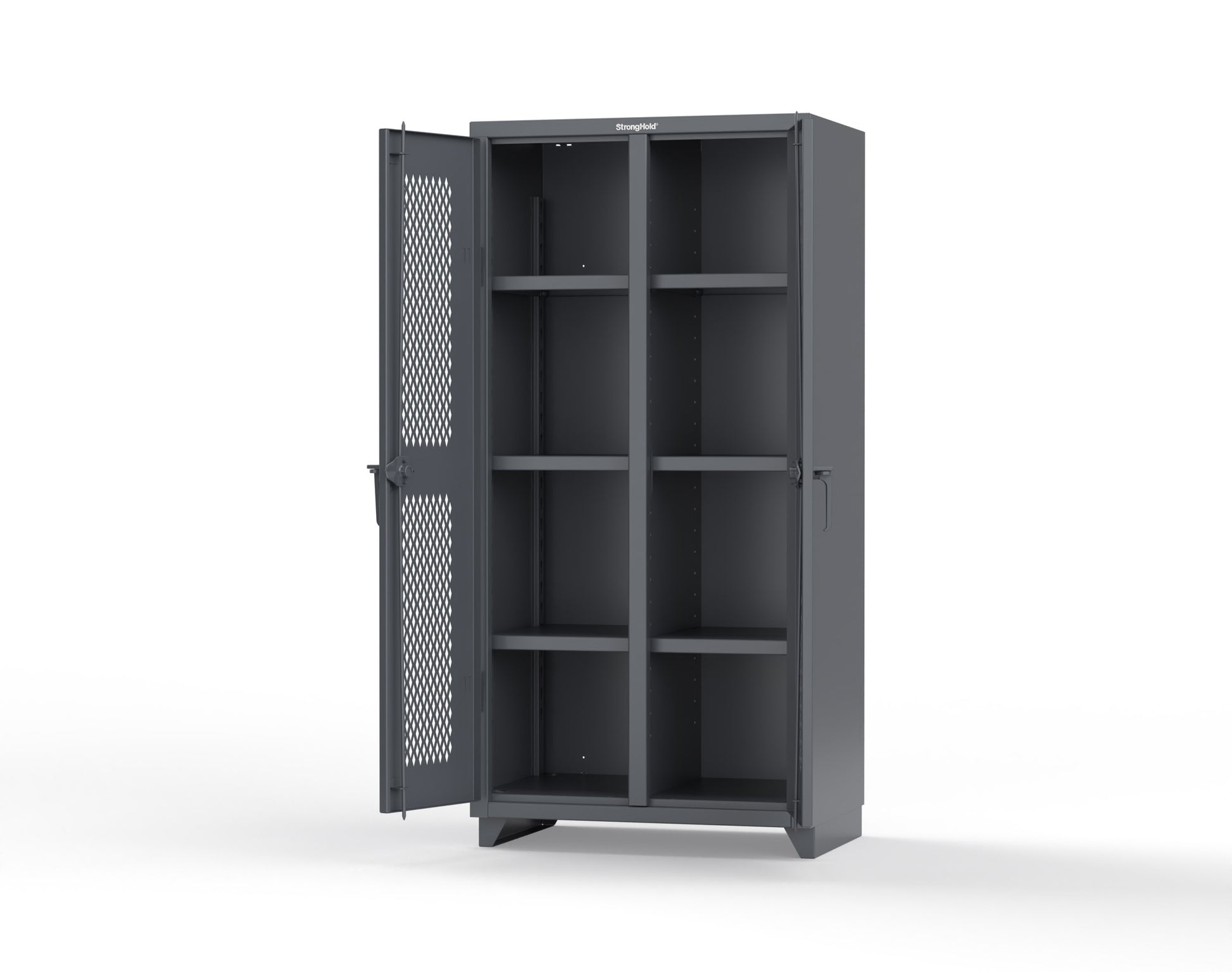 Extra Heavy Duty 14 GA Double Shift Ventilated (Diamond) Cabinet with 6 Shelves - 36 In. W x 24 In. D x 75 In. H - 36-DS-V-246-L-7024