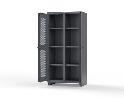 Extra Heavy Duty 14 GA Double Shift Ventilated (Diamond) Cabinet with 6 Shelves - 36 In. W x 24 In. D x 75 In. H - 36-DS-V-246-L-7024