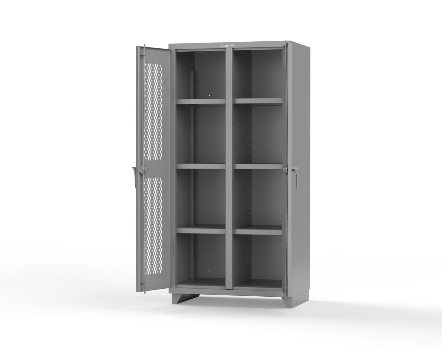 Extra Heavy Duty 14 GA Double Shift Ventilated (Diamond) Cabinet with 6 Shelves - 36 In. W x 24 In. D x 75 In. H - 36-DS-V-246-L-7037
