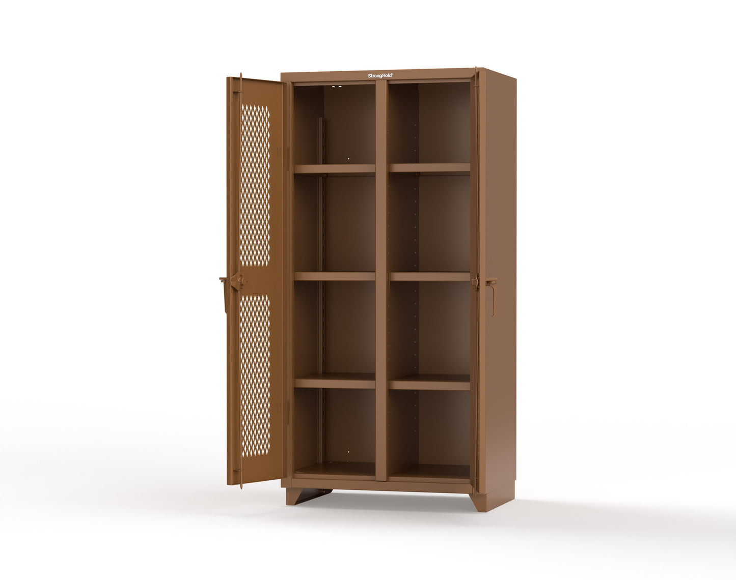 Extra Heavy Duty 14 GA Double Shift Ventilated (Diamond) Cabinet with 6 Shelves - 36 In. W x 24 In. D x 75 In. H - 36-DS-V-246-L-8008