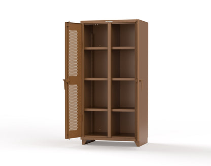 Extra Heavy Duty 14 GA Double Shift Ventilated (Diamond) Cabinet with 6 Shelves - 36 In. W x 24 In. D x 75 In. H - 36-DS-V-246-L-8008