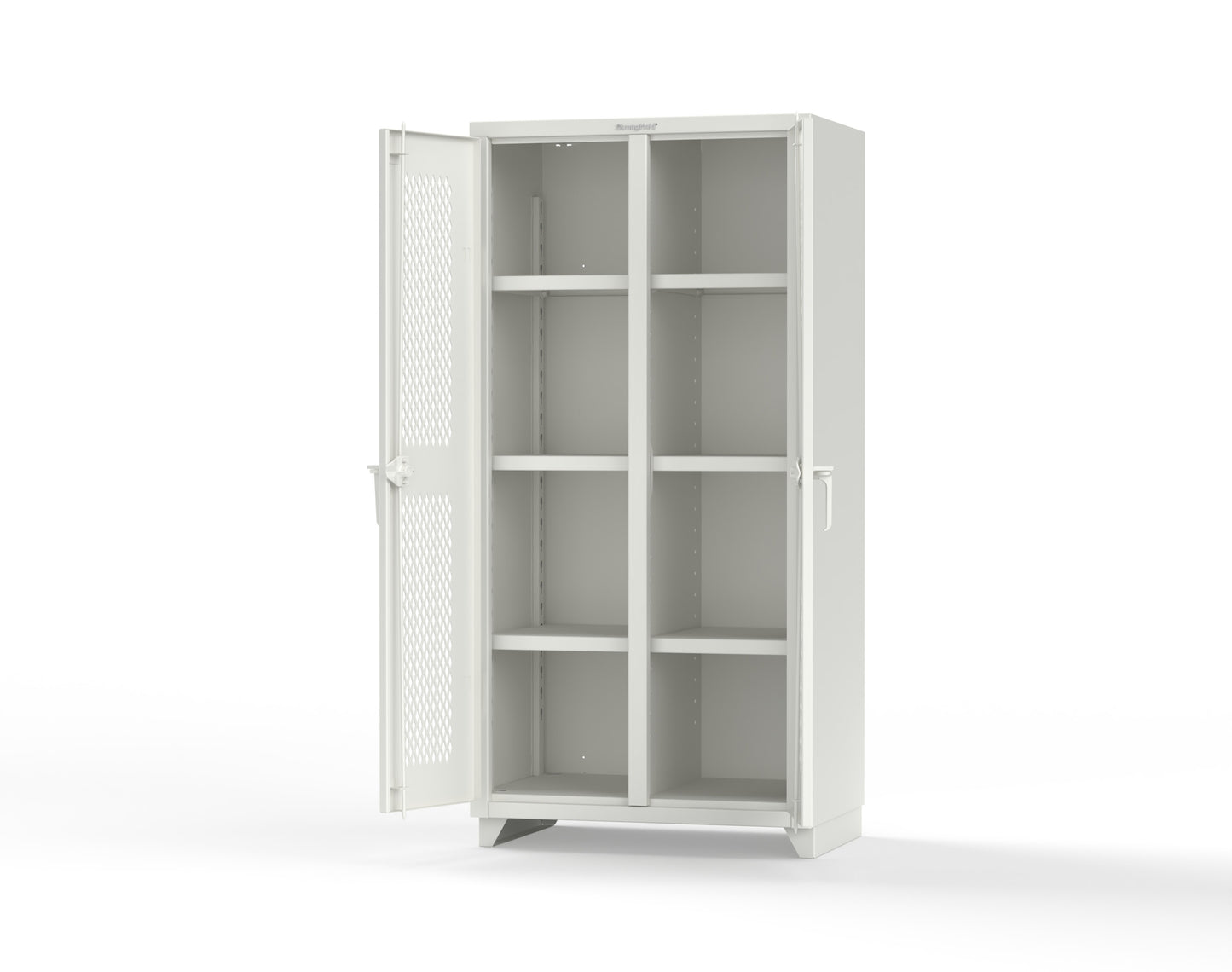Extra Heavy Duty 14 GA Double Shift Ventilated (Diamond) Cabinet with 6 Shelves - 36 In. W x 24 In. D x 75 In. H - 36-DS-V-246-L-9003