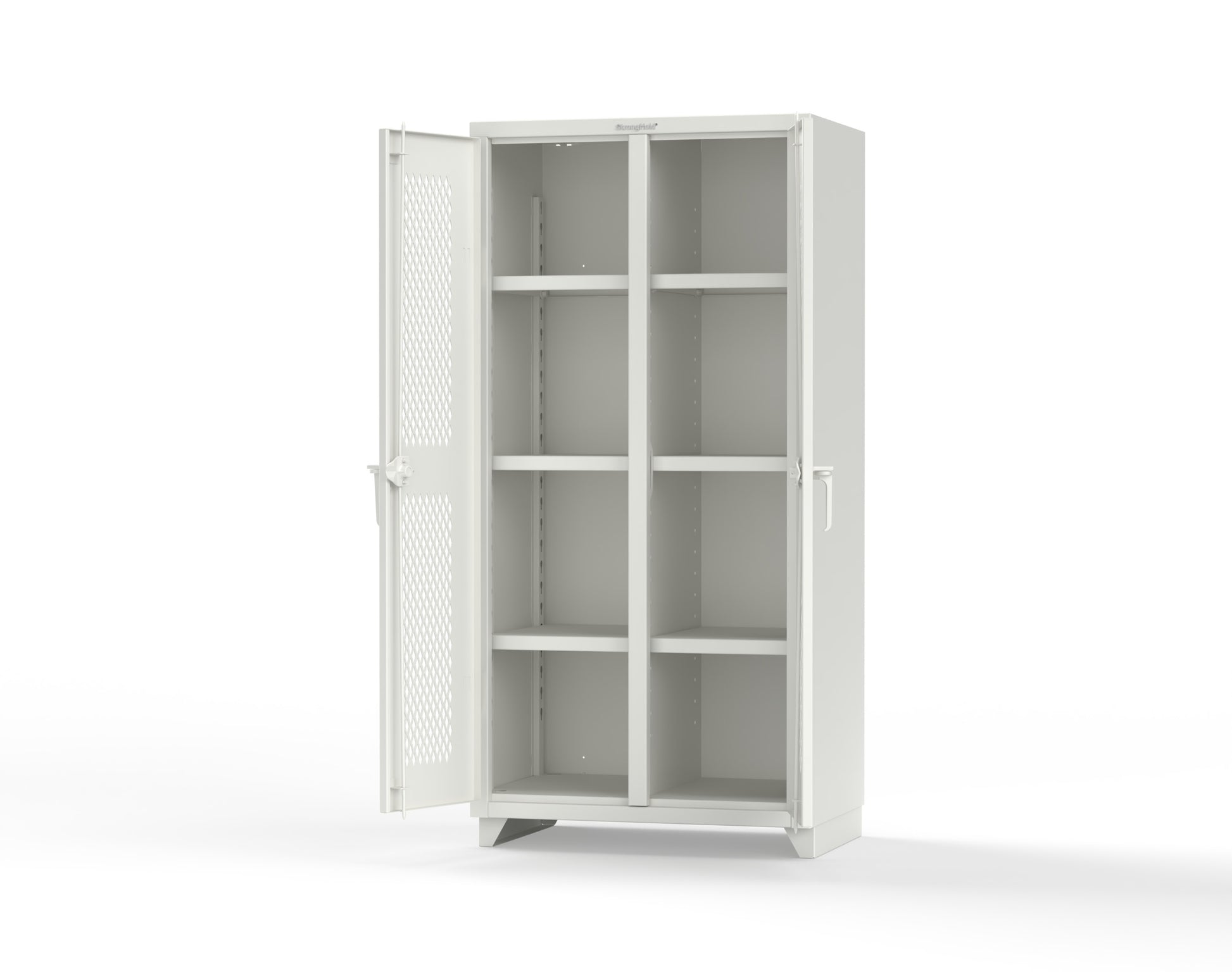 Extra Heavy Duty 14 GA Double Shift Ventilated (Diamond) Cabinet with 6 Shelves - 36 In. W x 24 In. D x 75 In. H - 36-DS-V-246-L-9003