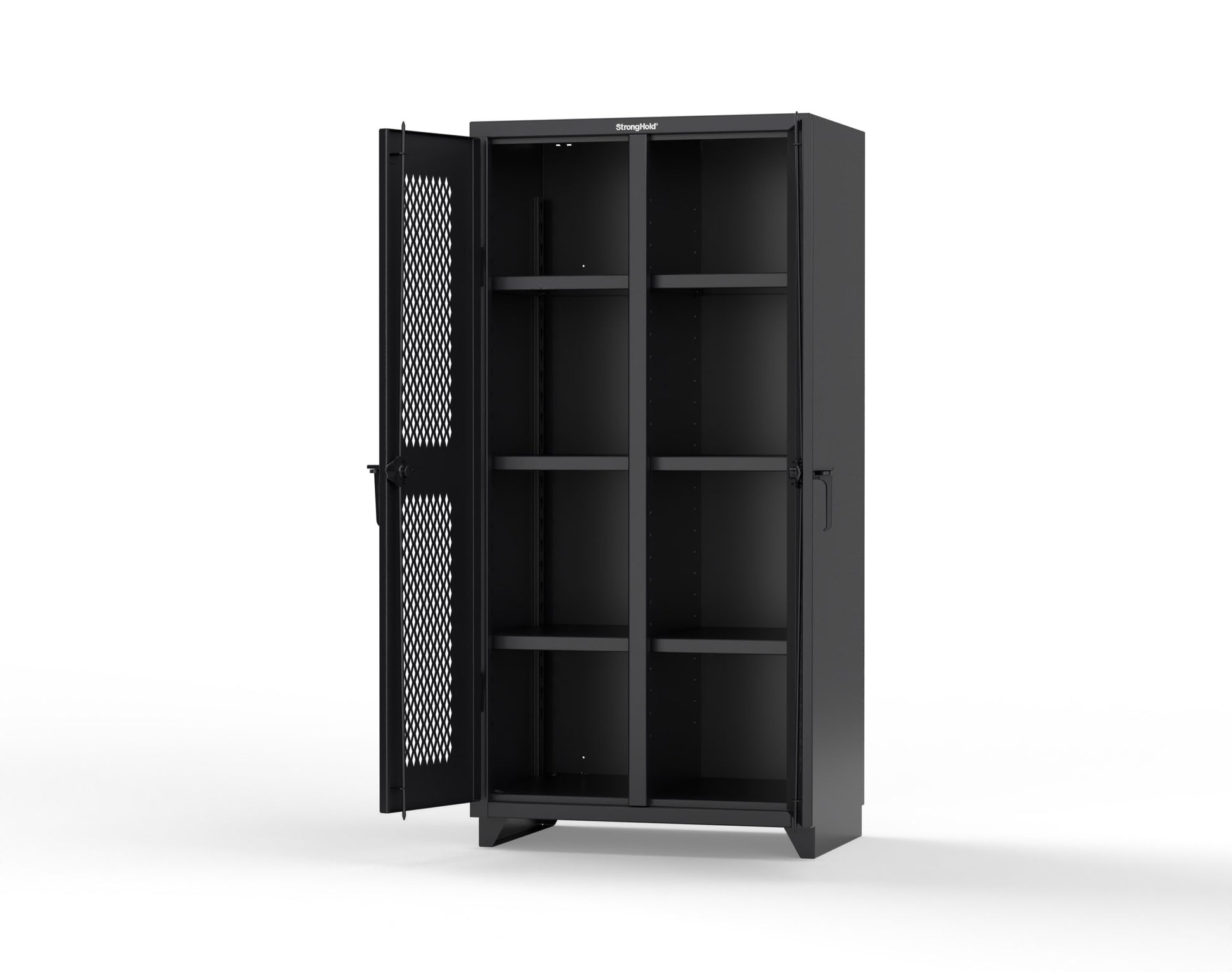 Extra Heavy Duty 14 GA Double Shift Ventilated (Diamond) Cabinet with 6 Shelves - 36 In. W x 24 In. D x 75 In. H - 36-DS-V-246-L-9005