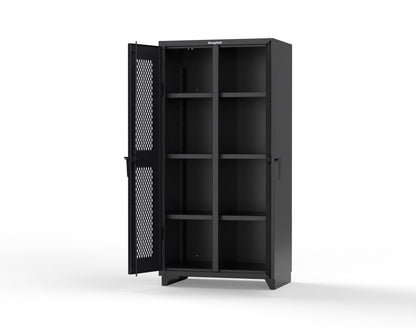Extra Heavy Duty 14 GA Double Shift Ventilated (Diamond) Cabinet with 6 Shelves - 36 In. W x 24 In. D x 75 In. H - 36-DS-V-246-L-9005