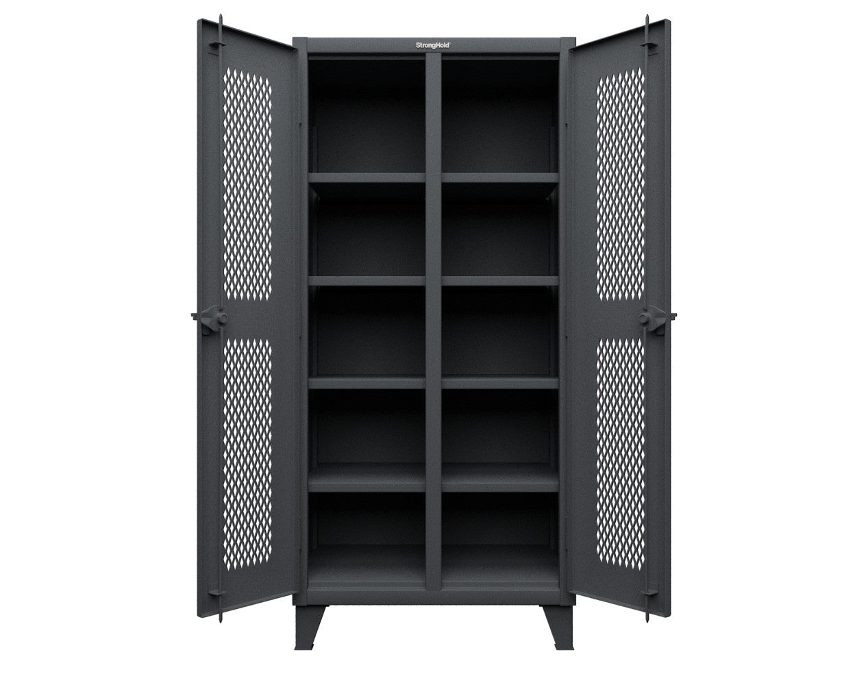 Extreme Duty 12 GA Ventilated (Diamond) Double Shift Cabinet with 8 Shelves - 36 In. W x 24 In. D x 78 In. H