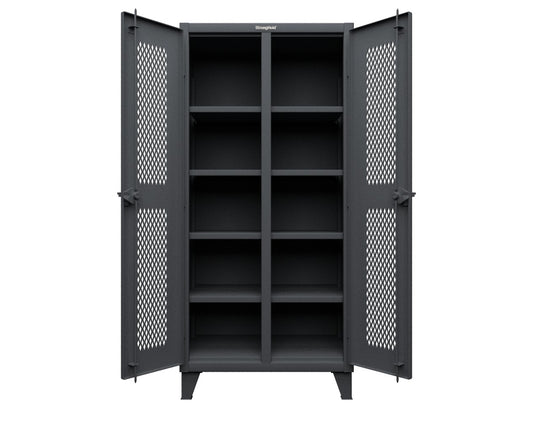Extreme Duty 12 GA Ventilated (Diamond) Double Shift Cabinet with 8 Shelves - 36 In. W x 24 In. D x 78 In. H
