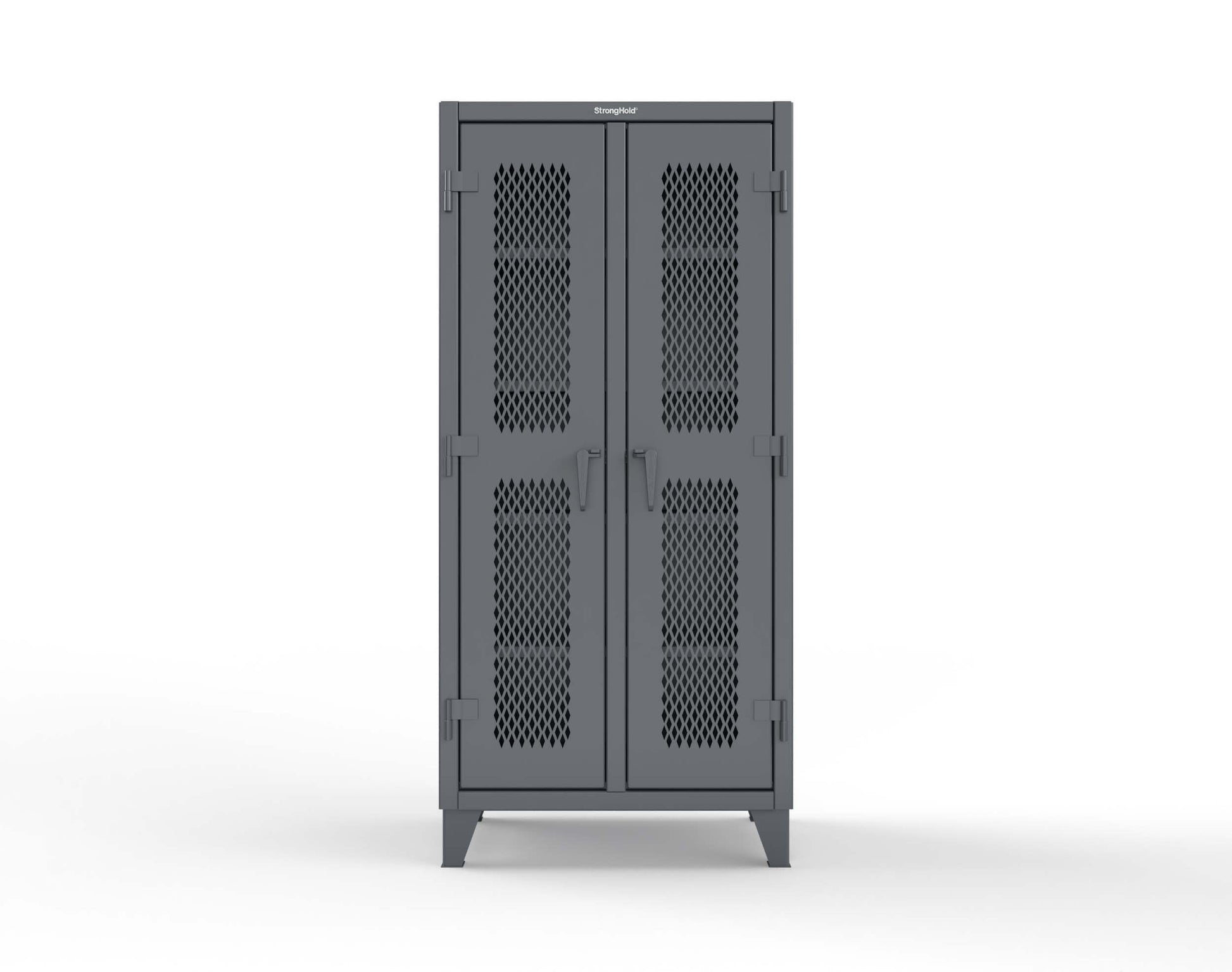 Extreme Duty 12 GA Ventilated (Diamond) Double Shift Cabinet with 8 Shelves - 36 In. W x 24 In. D x 78 In. H - 36-DS-V-248-7024