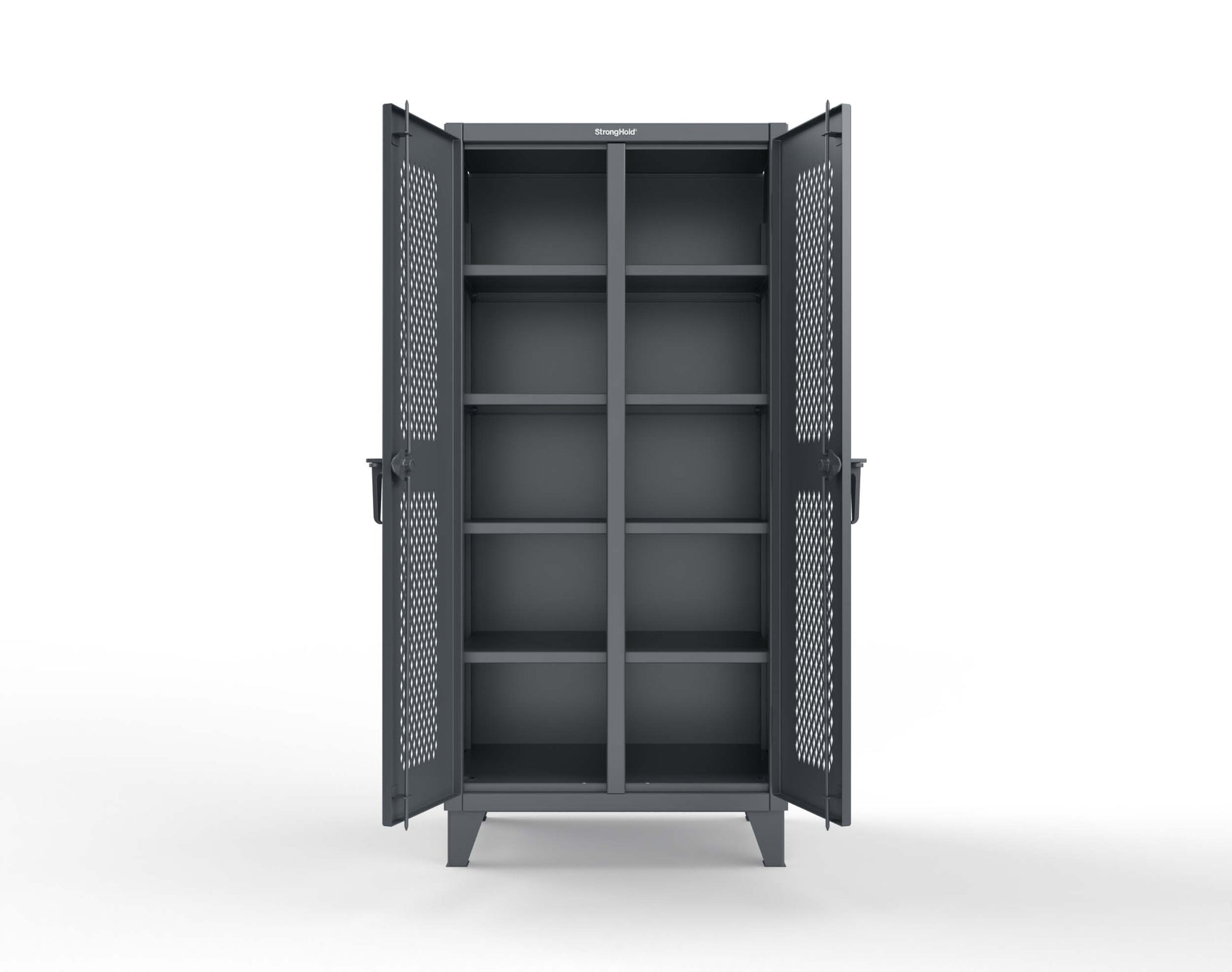 Extreme Duty 12 GA Ventilated (Diamond) Double Shift Cabinet with 8 Shelves - 36 In. W x 24 In. D x 78 In. H - 36-DS-V-248-7024