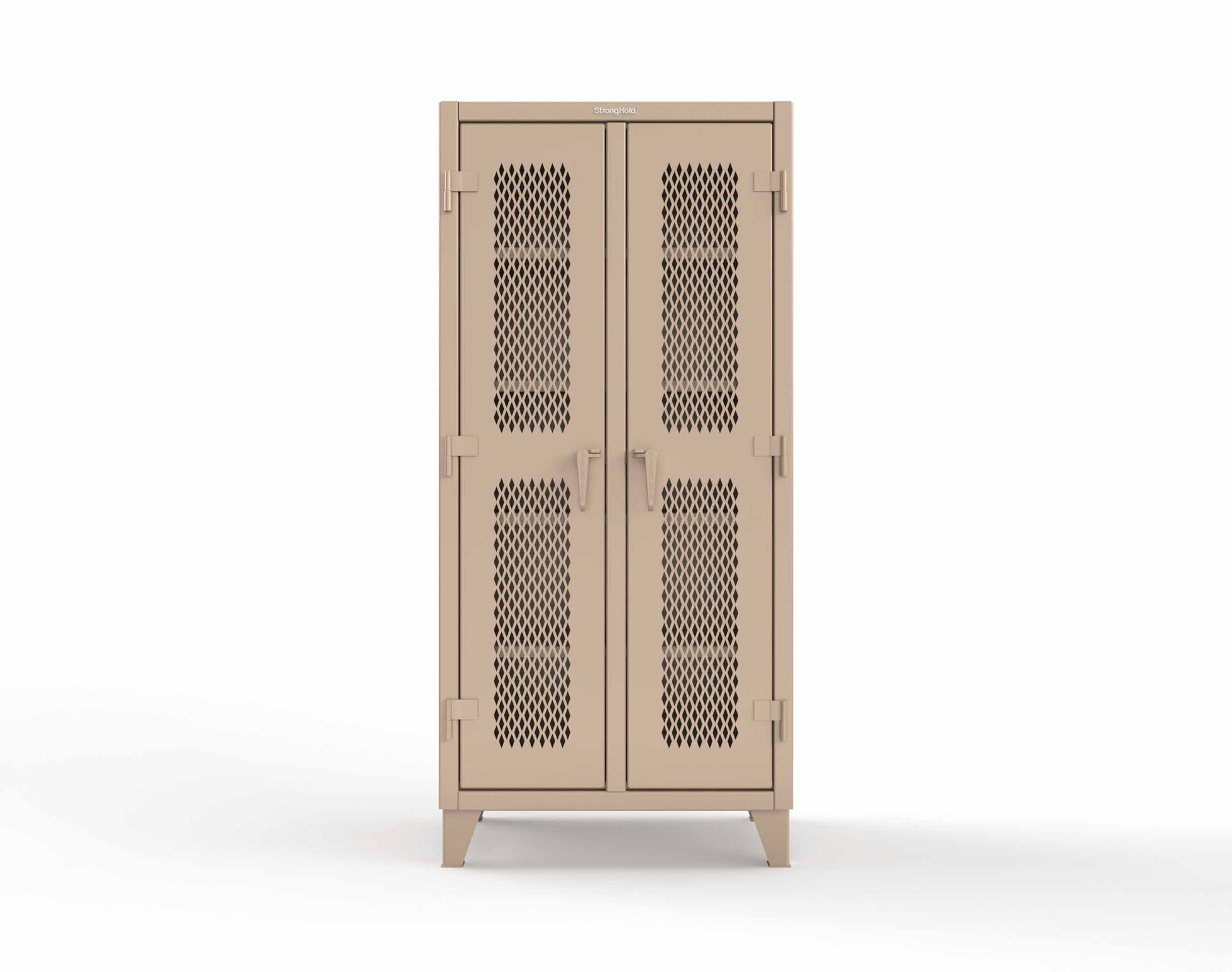 Extreme Duty 12 GA Ventilated (Diamond) Double Shift Cabinet with 8 Shelves - 36 In. W x 24 In. D x 78 In. H - 36-DS-V-248-1019