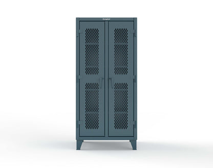 Extreme Duty 12 GA Ventilated (Diamond) Double Shift Cabinet with 8 Shelves - 36 In. W x 24 In. D x 78 In. H - 36-DS-V-248-5001