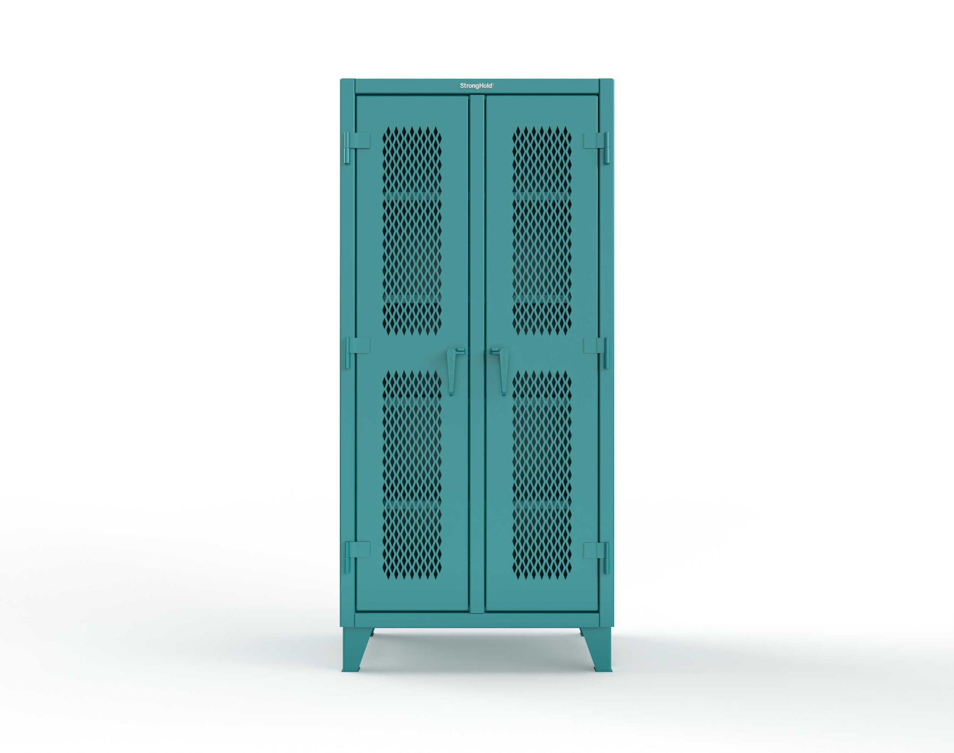 Extreme Duty 12 GA Ventilated (Diamond) Double Shift Cabinet with 8 Shelves - 36 In. W x 24 In. D x 78 In. H - 36-DS-V-248-5021