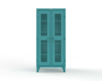 Extreme Duty 12 GA Ventilated (Diamond) Double Shift Cabinet with 8 Shelves - 36 In. W x 24 In. D x 78 In. H - 36-DS-V-248-5021