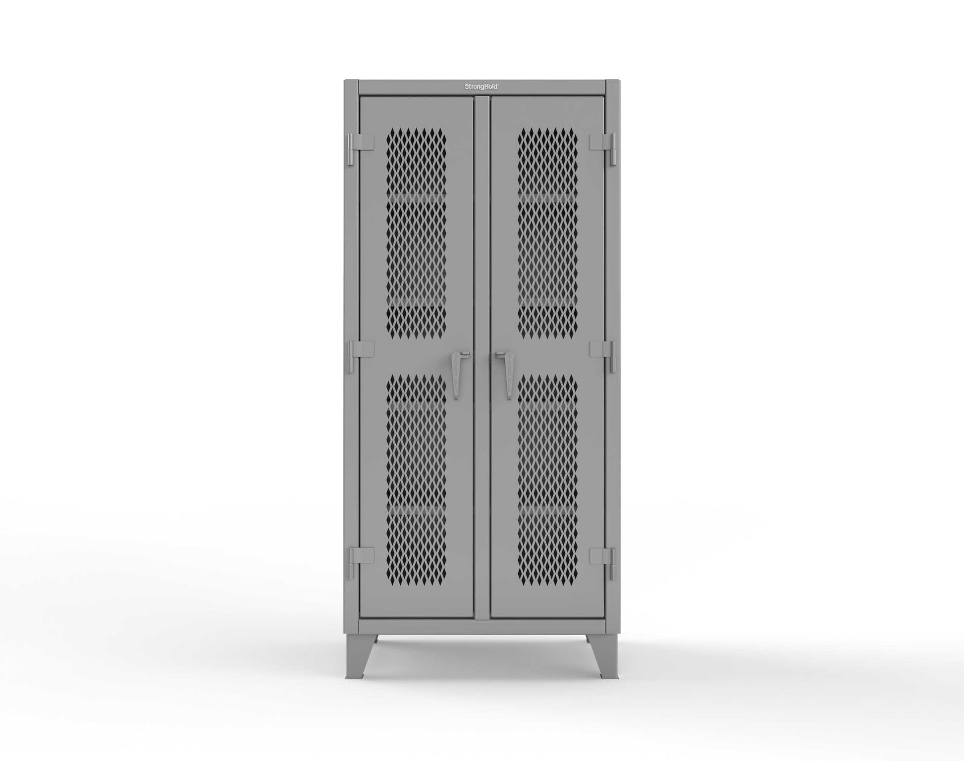 Extreme Duty 12 GA Ventilated (Diamond) Double Shift Cabinet with 8 Shelves - 36 In. W x 24 In. D x 78 In. H - 36-DS-V-248-7037