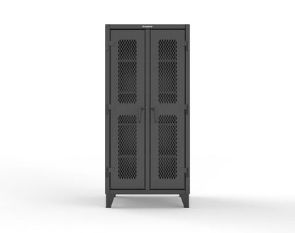 Extreme Duty 12 GA Ventilated (Diamond) Double Shift Cabinet with 8 Shelves - 36 In. W x 24 In. D x 78 In. H - 36-DS-V-248-9005