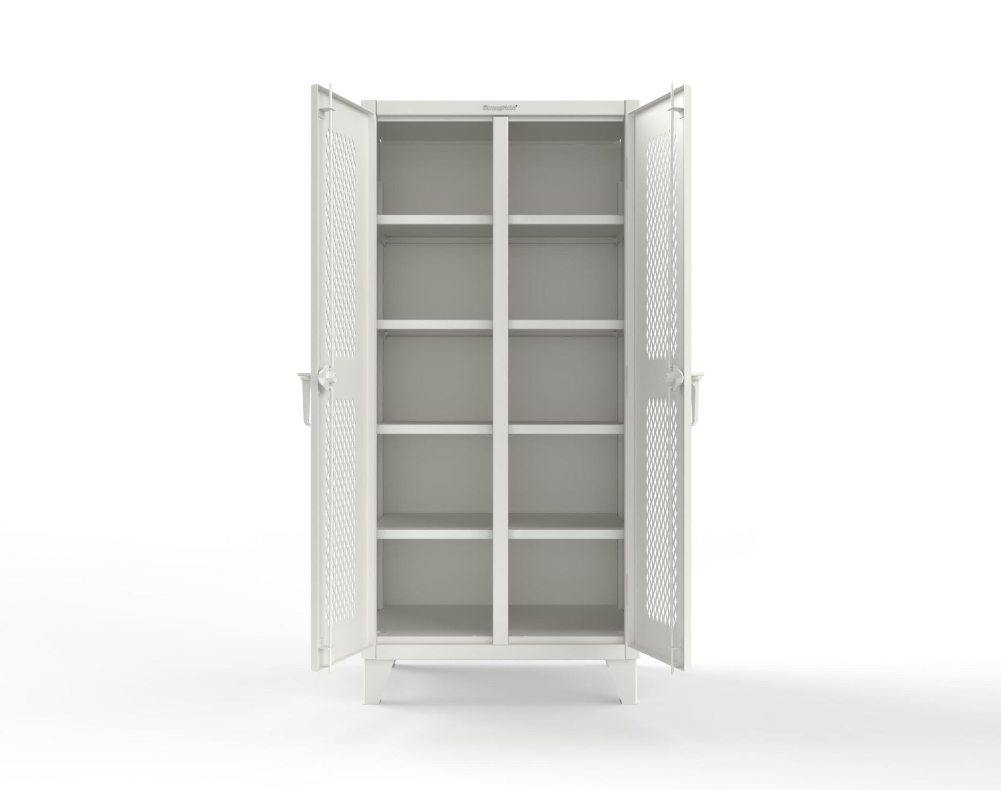 Extreme Duty 12 GA Ventilated (Diamond) Double Shift Cabinet with 8 Shelves - 36 In. W x 24 In. D x 78 In. H - 36-DS-V-248-9003