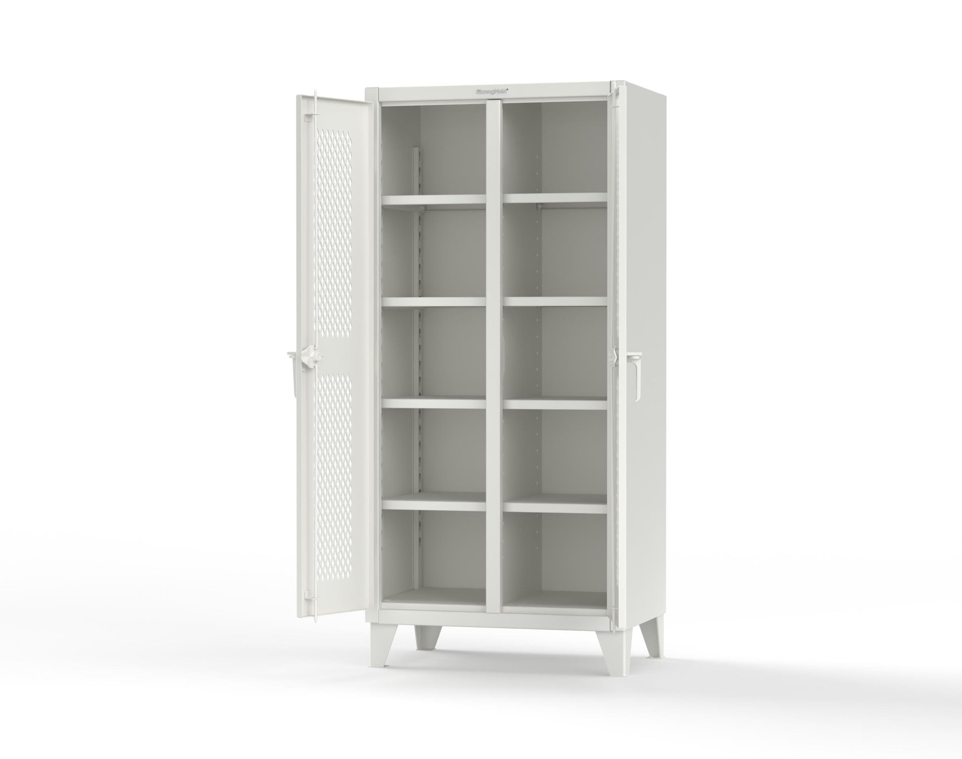 Extreme Duty 12 GA Ventilated (Diamond) Double Shift Cabinet with 8 Shelves - 36 In. W x 24 In. D x 78 In. H - 36-DS-V-248-9003