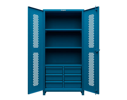 Extra Heavy Duty 14 GA Ventilated (Hex) Cabinet with 6 Half-Width Drawers, 3 Shelves - 36 In. W x 24 In. D x 75 In. H - 36-H-243-6/5DB-L-5012