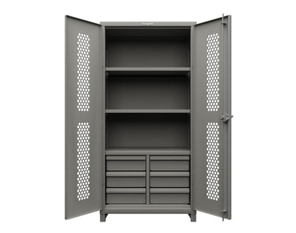 Extra Heavy Duty 14 GA Ventilated (Hex) Cabinet with 6 Half-Width Drawers, 3 Shelves - 36 In. W x 24 In. D x 75 In. H - 36-H-243-6/5DB-L-7037