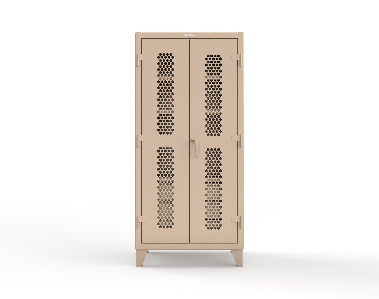 Extreme Duty 12 GA Ventilated (Hex) Cabinet with 6 Half-Width Drawers, 4 Shelves - 36 In. W x 24 In. D x 78 In. H - 36-H-244-6/5DB-1019