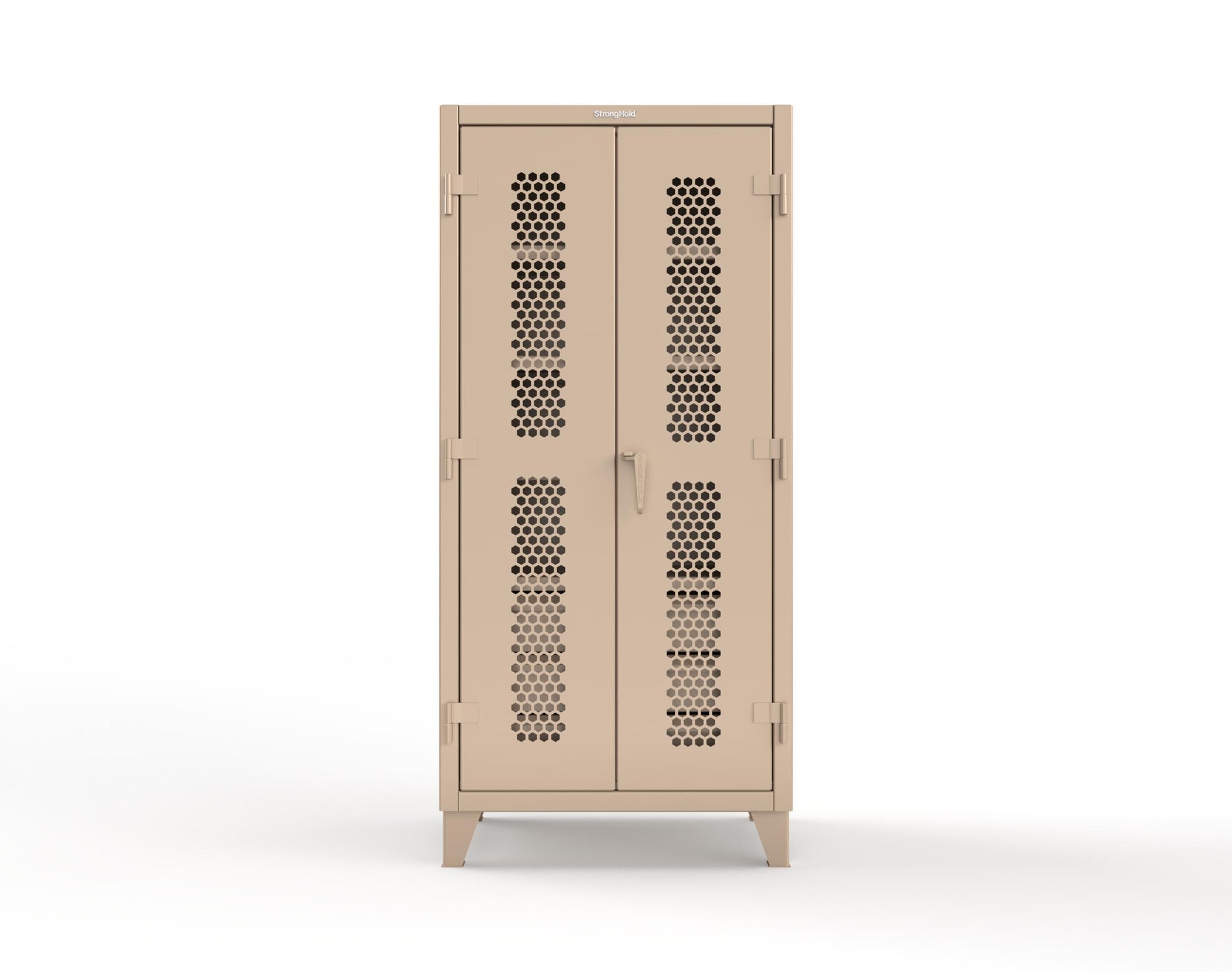 Extreme Duty 12 GA Ventilated (Hex) Cabinet with 6 Half-Width Drawers, 4 Shelves - 36 In. W x 24 In. D x 78 In. H - 36-H-244-6/5DB-1019